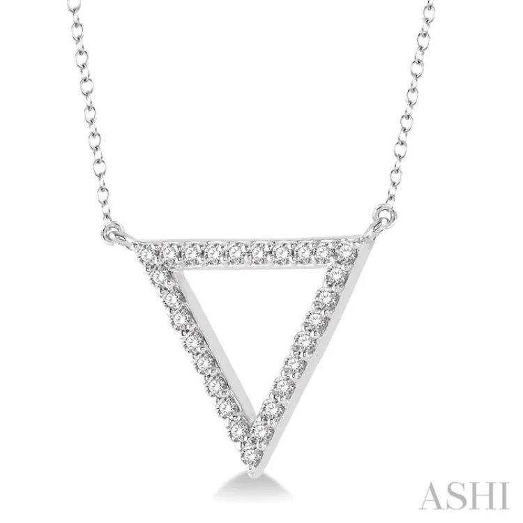 1/6 Ctw Triangle Cutout Round Cut Diamond Pendant With Link Chain in 10K White Gold