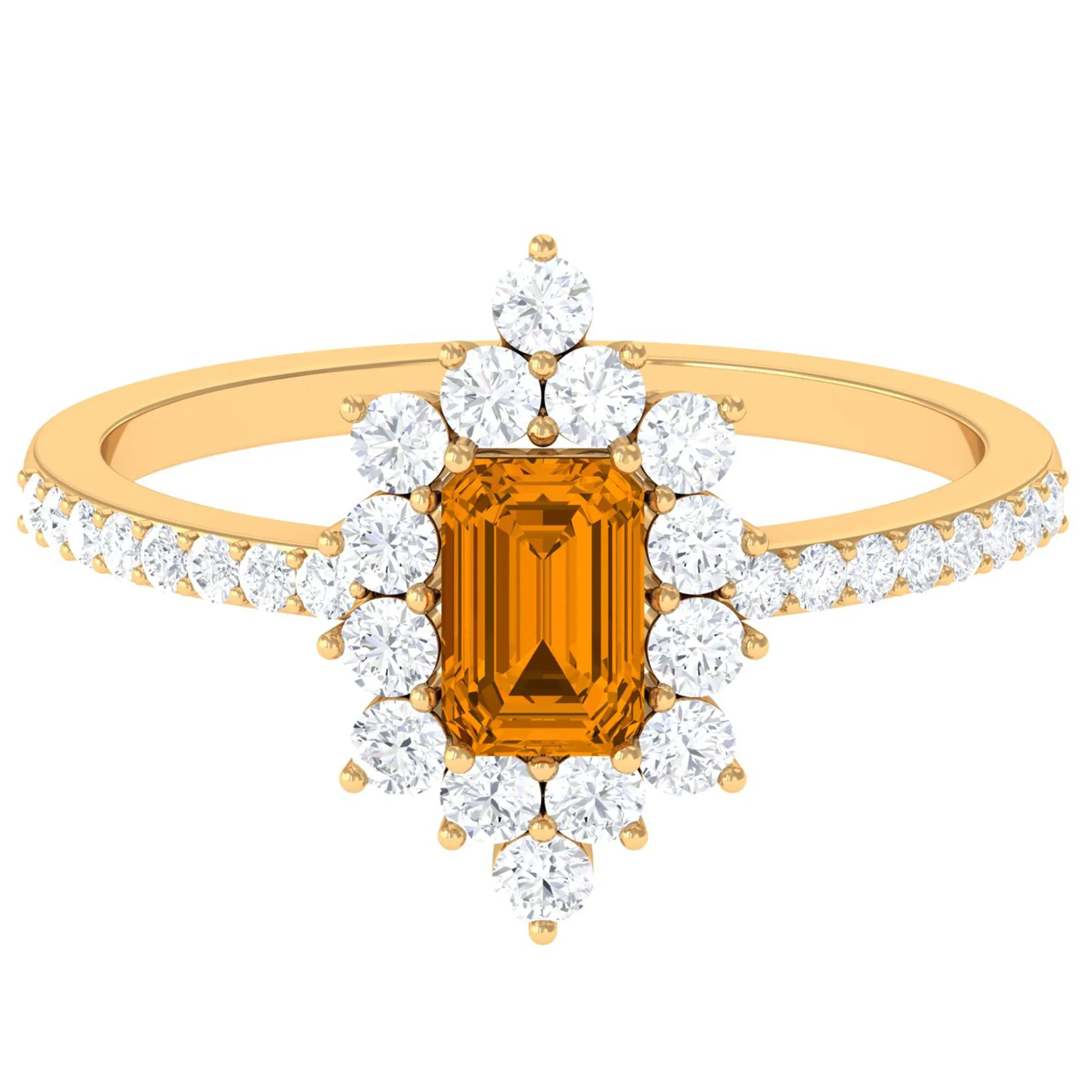 1.75 CT Vintage Inspired Citrine Ring with Moissanite Halo