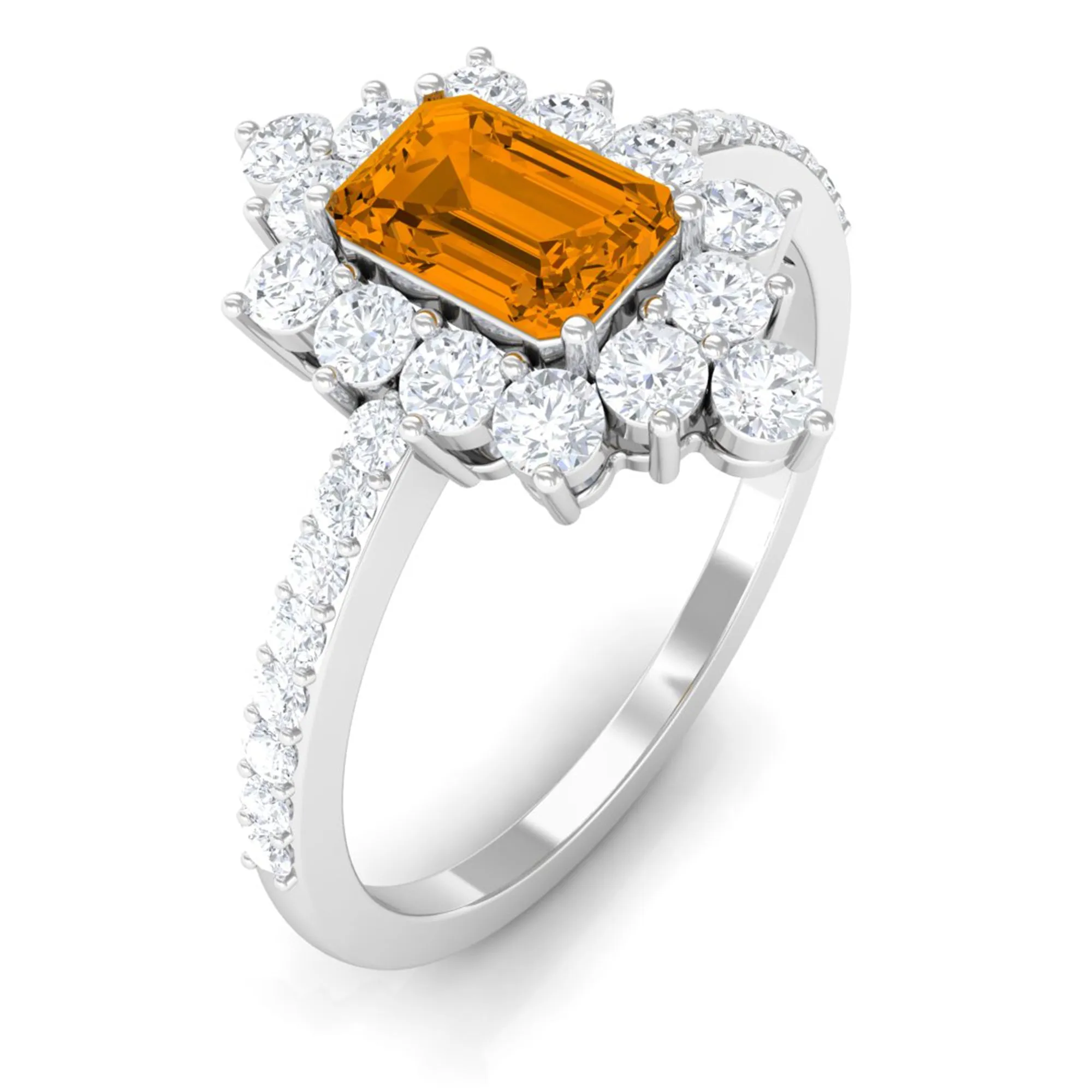 1.75 CT Vintage Inspired Citrine Ring with Moissanite Halo