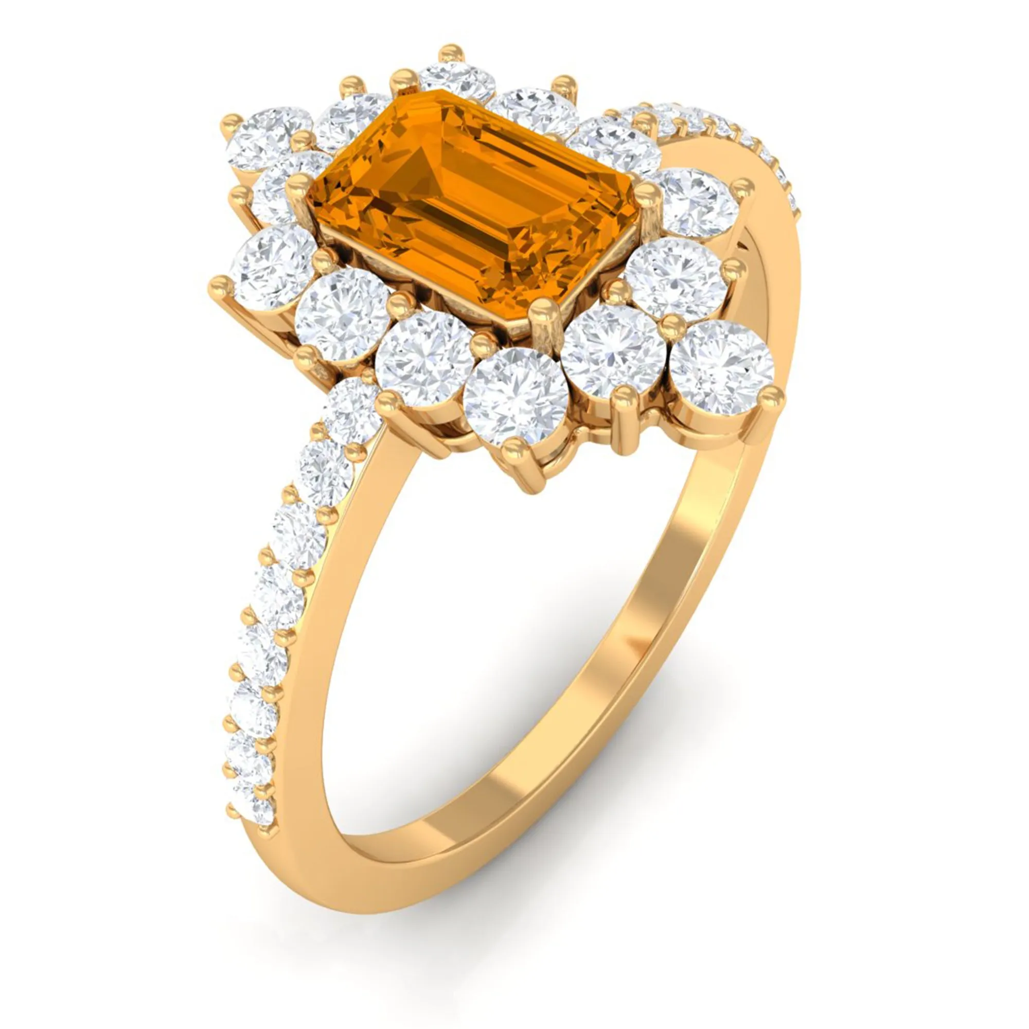 1.75 CT Vintage Inspired Citrine Ring with Moissanite Halo