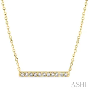 1/8 Ctw Bar Round Cut Diamond Necklace in 10K Yellow Gold