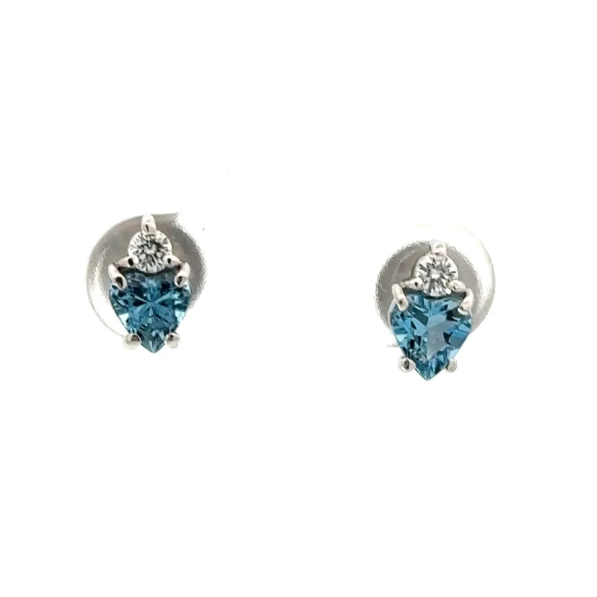 18ct white gold aquamarine and diamond stud earrings