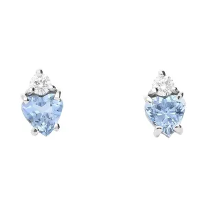 18ct white gold aquamarine and diamond stud earrings