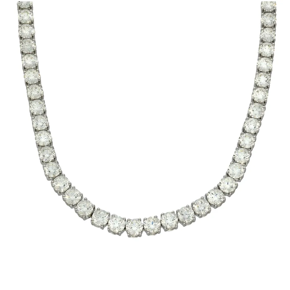 18ct White Gold Diamond Tennis Necklace - 22.8ct Round Brilliant Cuts