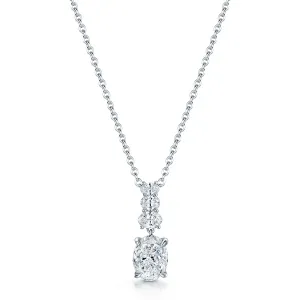 18ct White Gold GIA Certificated Oval Brilliant Cut Diamond Graduated Drop Necklace