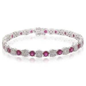 18ct White Gold Ruby & Diamond Tennis Bracelet