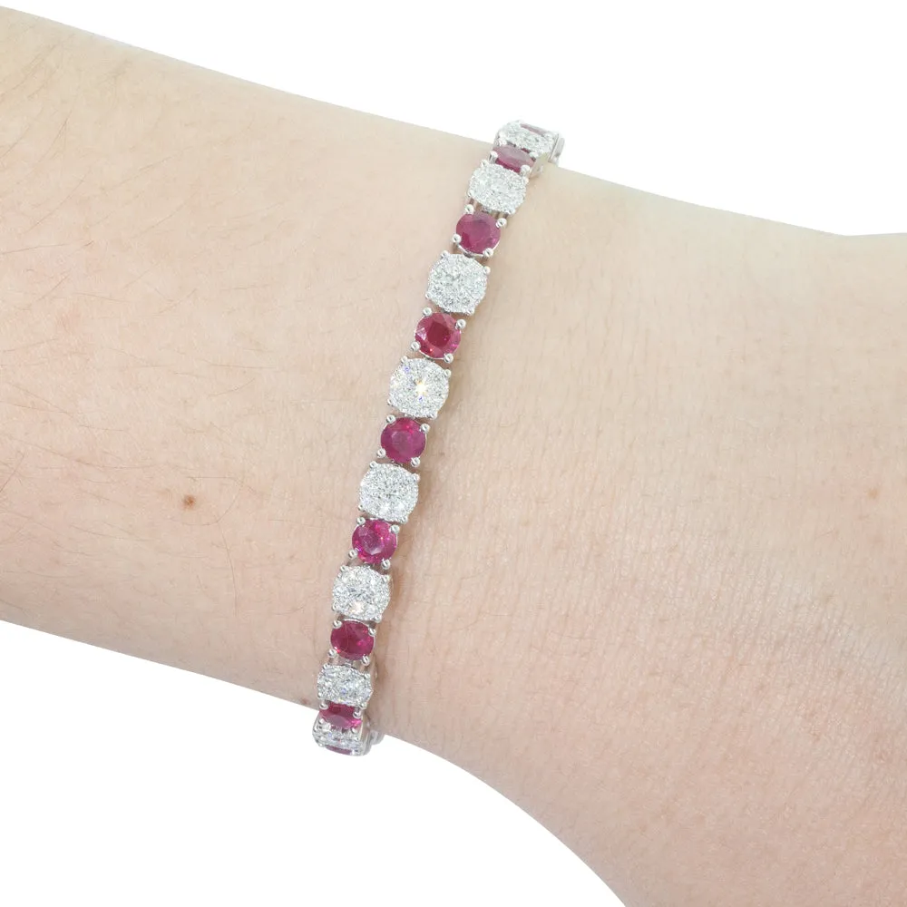 18ct White Gold Ruby & Diamond Tennis Bracelet