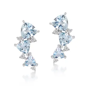 18k Mirage White Gold Earring With 0.19 Cts Vs-Gh Diamonds  And Aquamarine