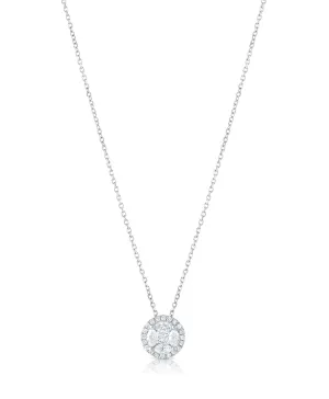 18k White Gold Diamond Round Necklace