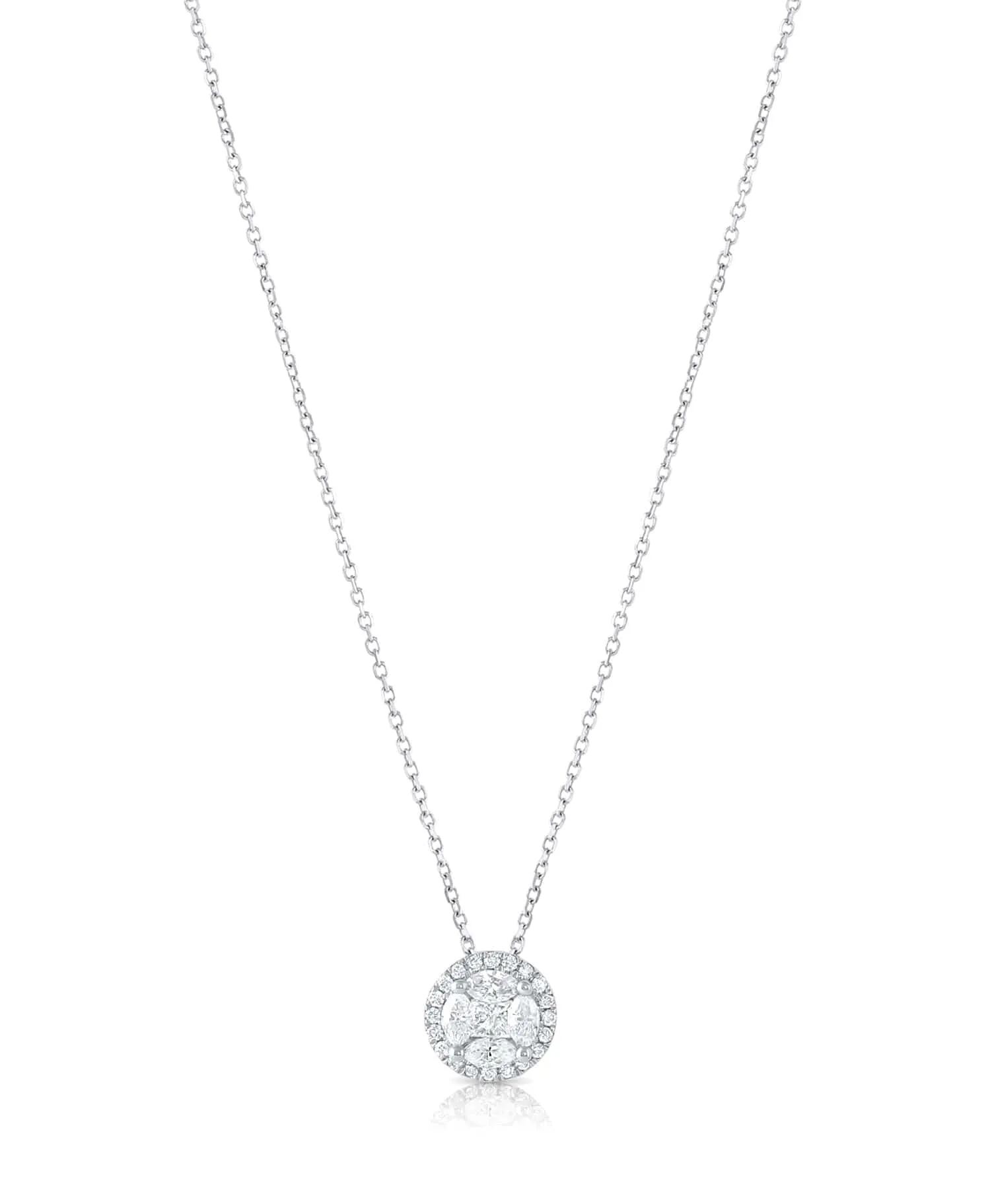 18k White Gold Diamond Round Necklace