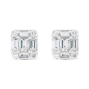 18k White Gold Emerald Illusion Studs