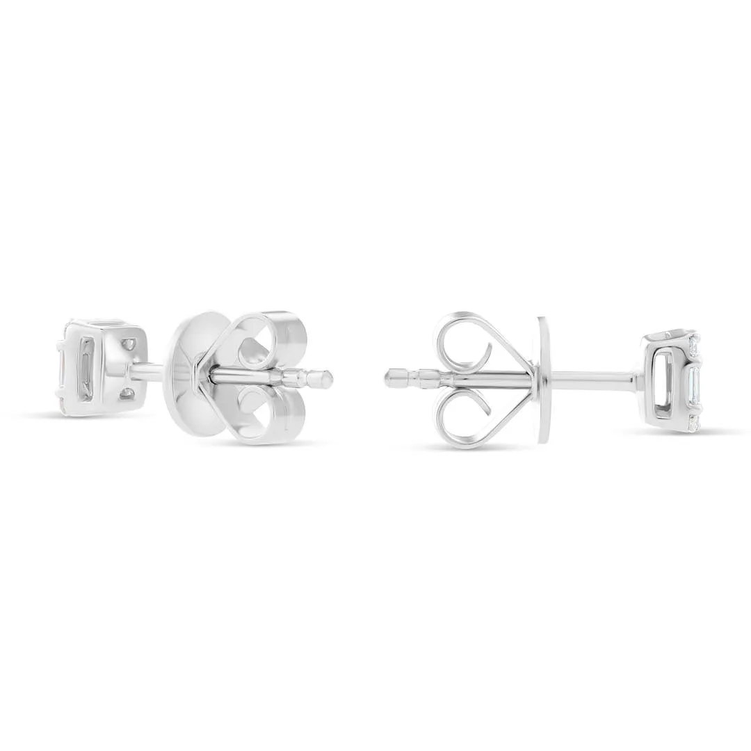 18k White Gold Emerald Illusion Studs