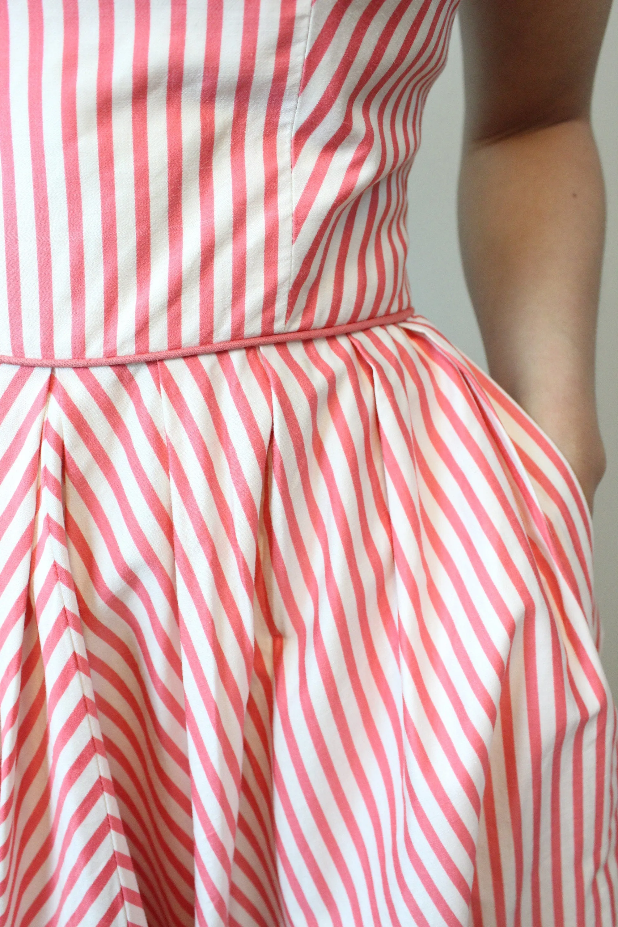 1950s STRIPED cotton halter dress xs | new spring