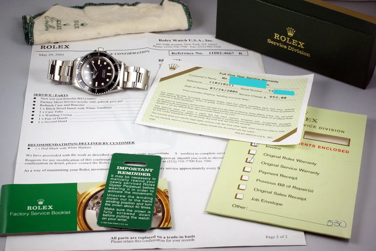 1982 Rolex Submariner 5513 Mark IV Maxi Dial with RSC Papers and Service Box