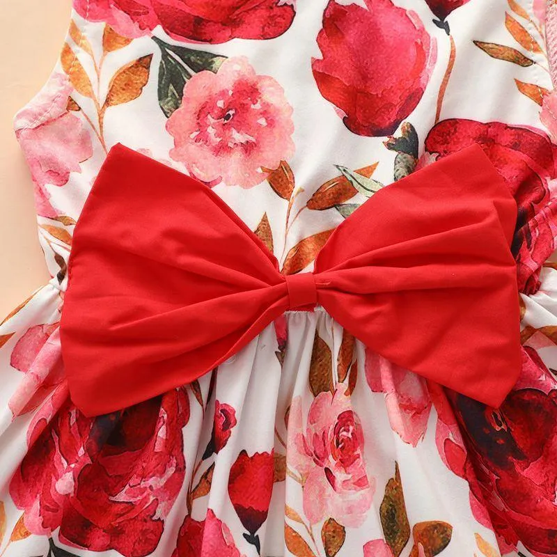 2-piece Floral Printed Dress & Headband for Baby Girl Wholesale children's clothing