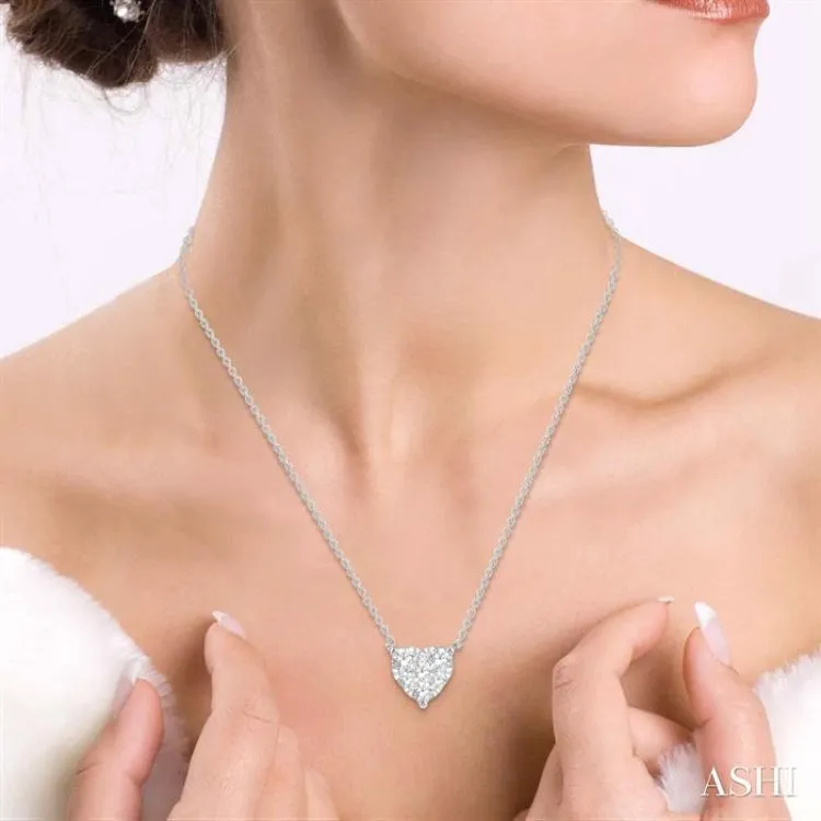 3/4 Ctw Lovebright Diamond Heart Necklace in 14K White Gold