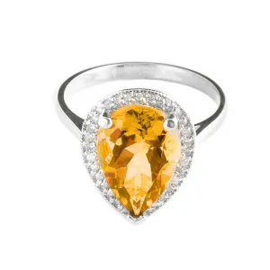 3.41 Carat 14K Solid White Gold Seen Across Citrine Diamond Ring