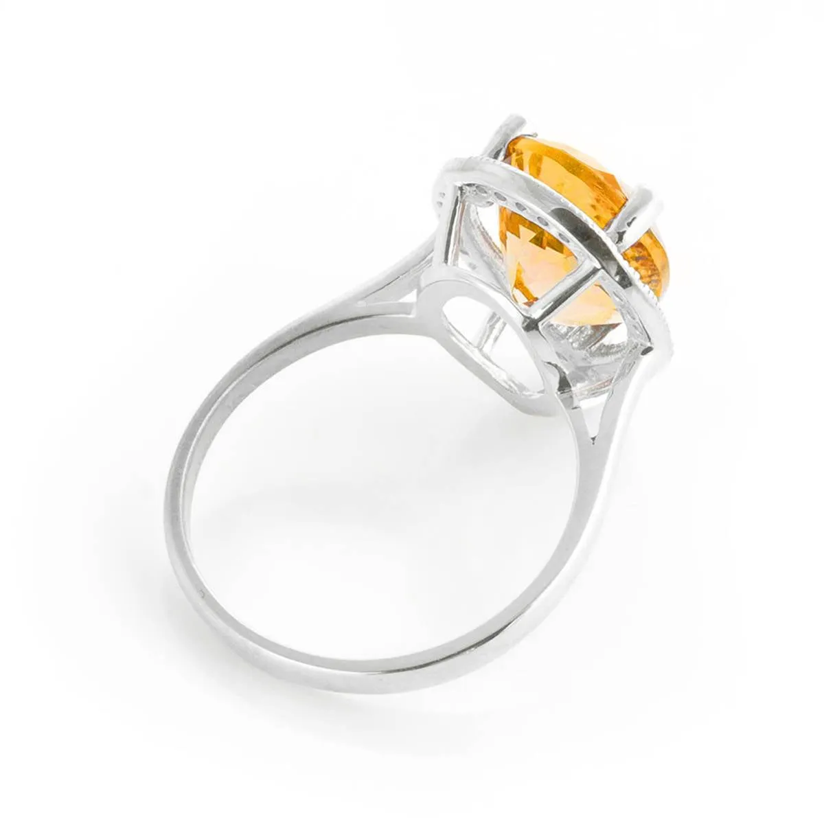 3.41 Carat 14K Solid White Gold Seen Across Citrine Diamond Ring