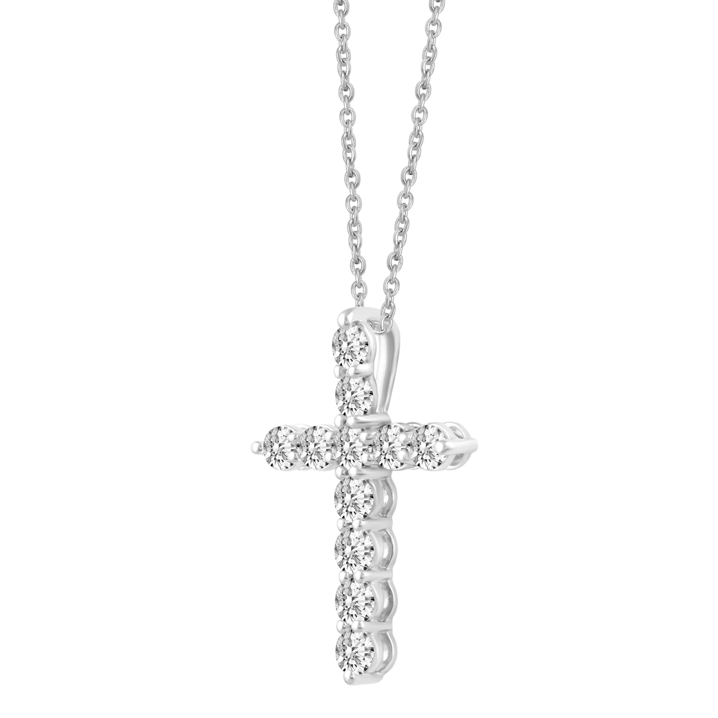 3/4ct tw Diamond Cross Pendant in Sterling Silver