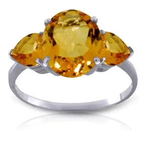 3.5 Carat 14K Solid White Gold Ring Natural Citrine