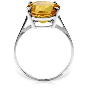 6 Carat 14K Solid White Gold Ring Natural Oval Citrine