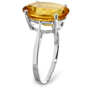 6 Carat 14K Solid White Gold Ring Natural Oval Citrine