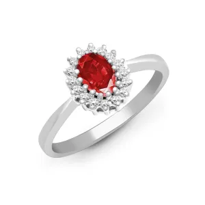 9ct White Gold Diamond And Ruby Ring