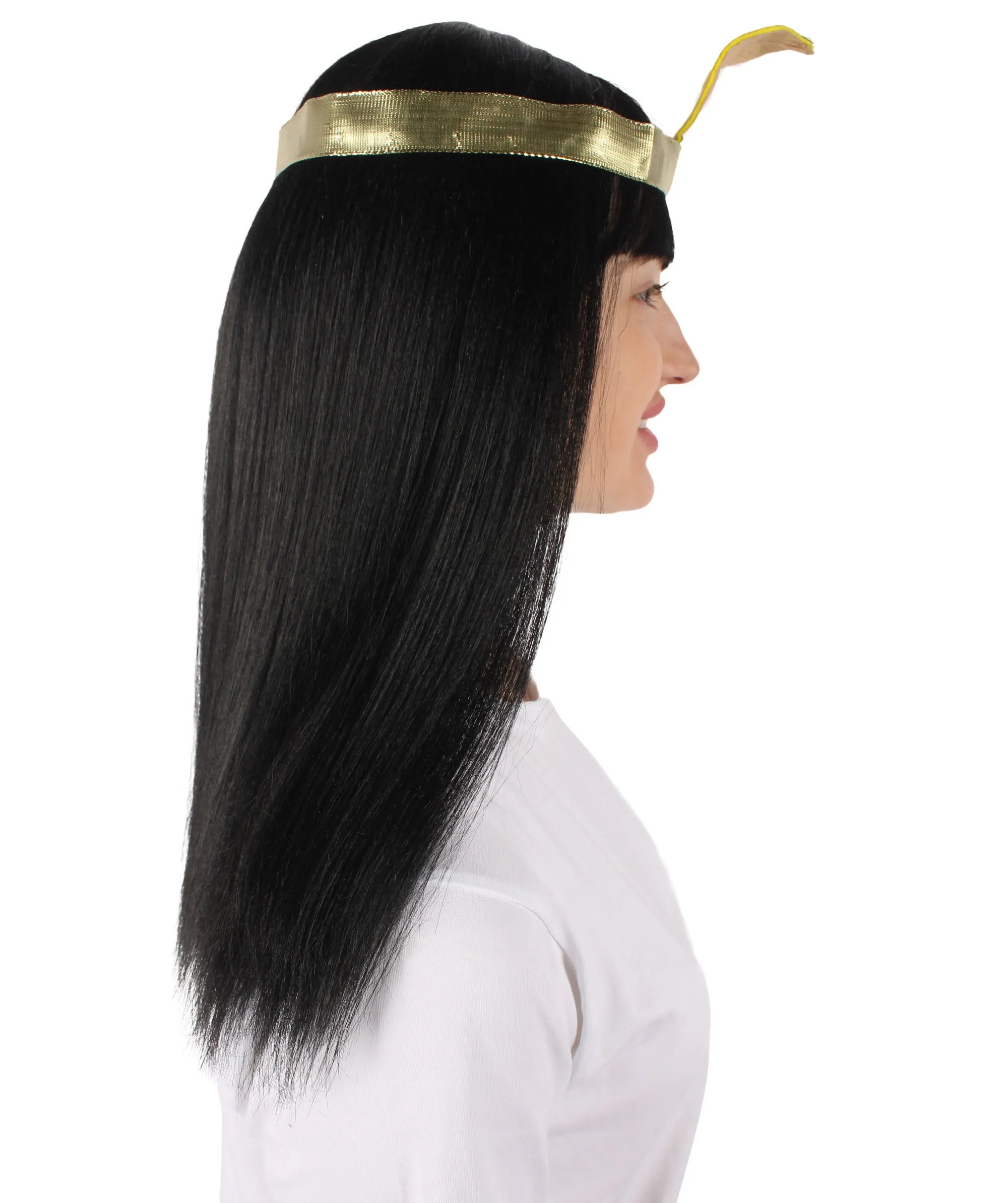 Adult Women’s Egyptian Queen Wig with Headband I Black Color I  Breathable Capless Cap I Flame-retardant Synthetic Fiber