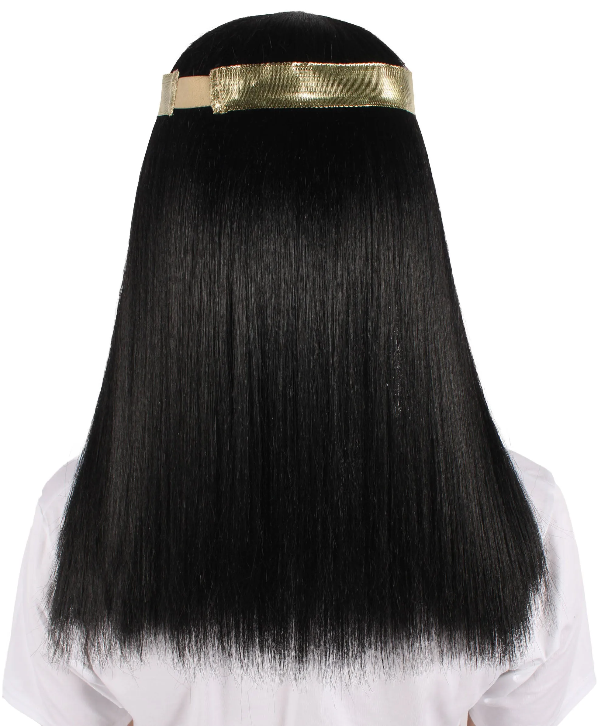 Adult Women’s Egyptian Queen Wig with Headband I Black Color I  Breathable Capless Cap I Flame-retardant Synthetic Fiber