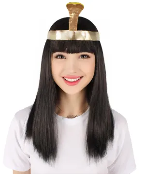 Adult Women’s Egyptian Queen Wig with Headband I Black Color I  Breathable Capless Cap I Flame-retardant Synthetic Fiber