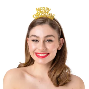 Adults Gold Glitter Merry Christmas Letters Headband Party Hair