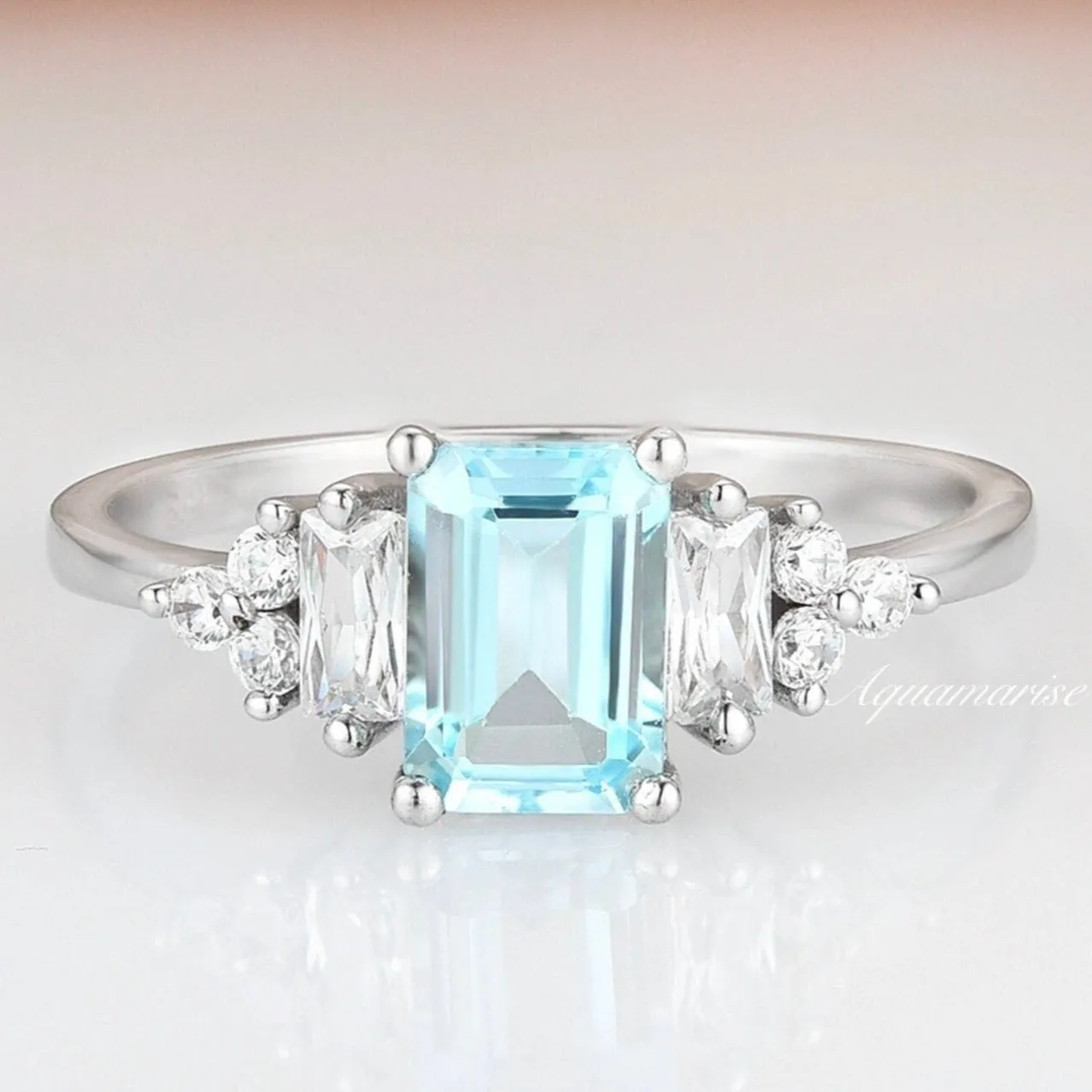 Amelia Aquamarine Ring- Sterling Silver