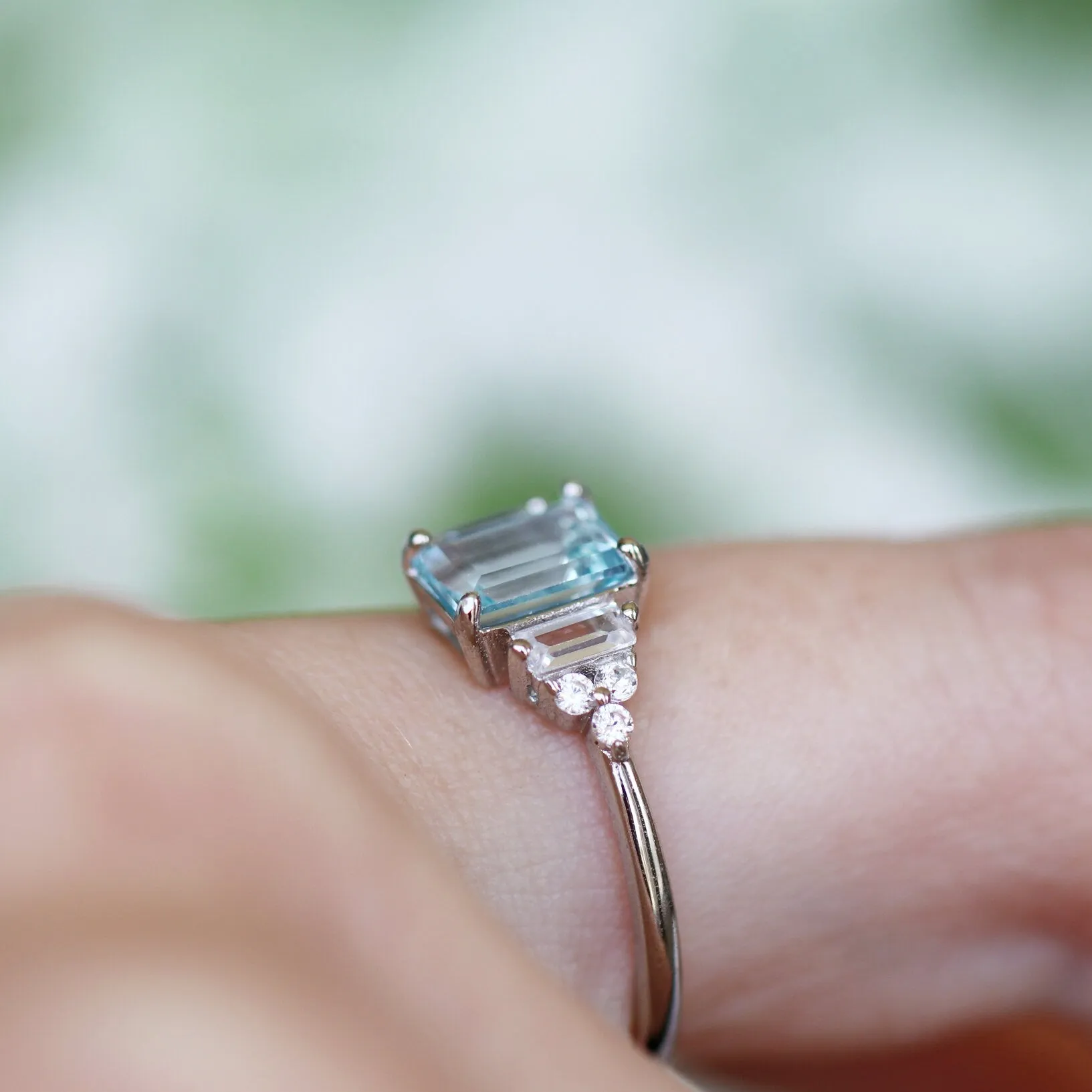 Amelia Aquamarine Ring- Sterling Silver