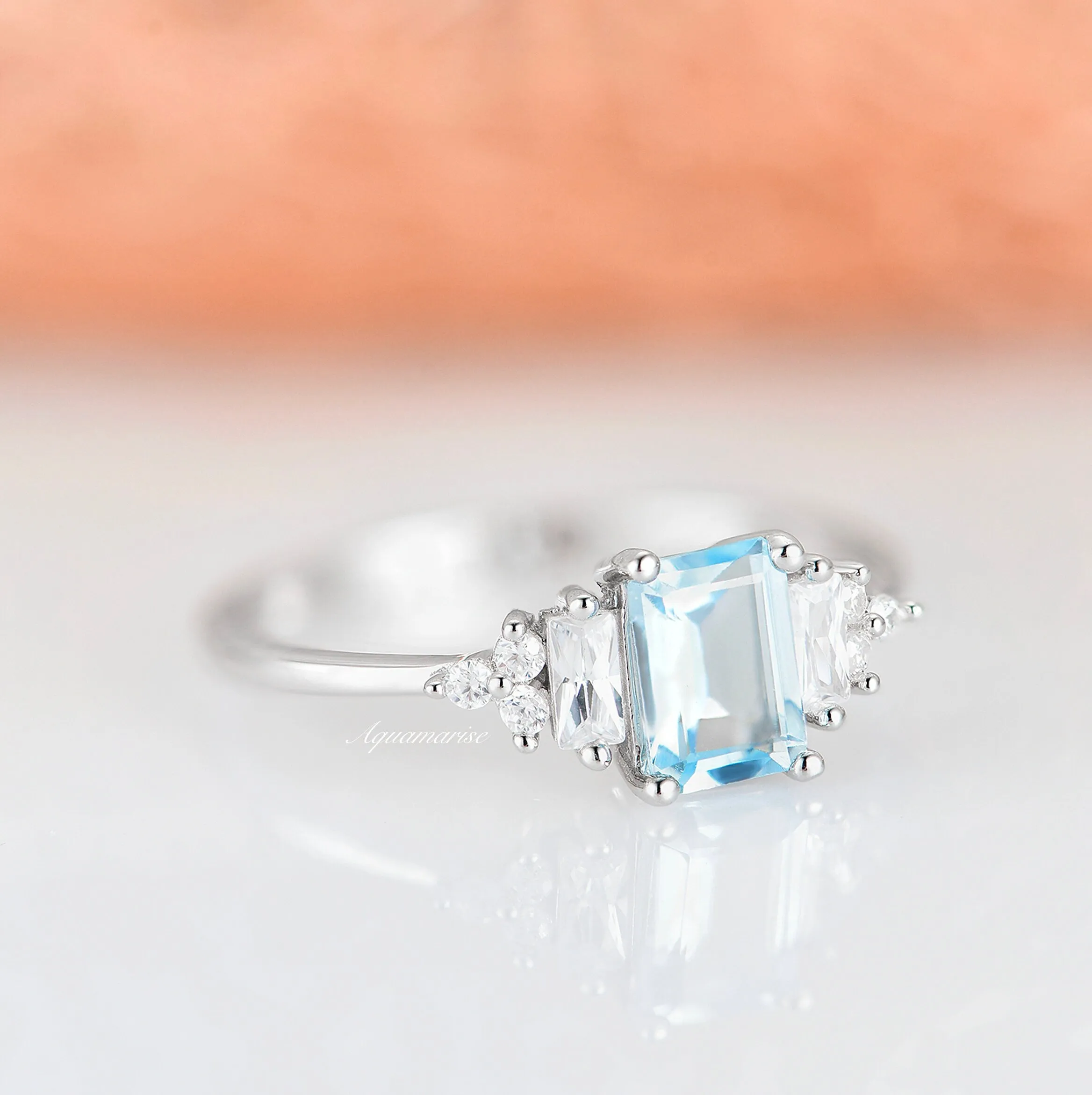 Amelia Aquamarine Ring- Sterling Silver