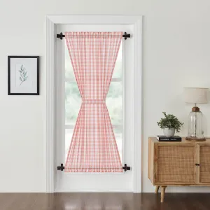 Annie Coral Buffalo Check Lined Door Panel Curtain 72"