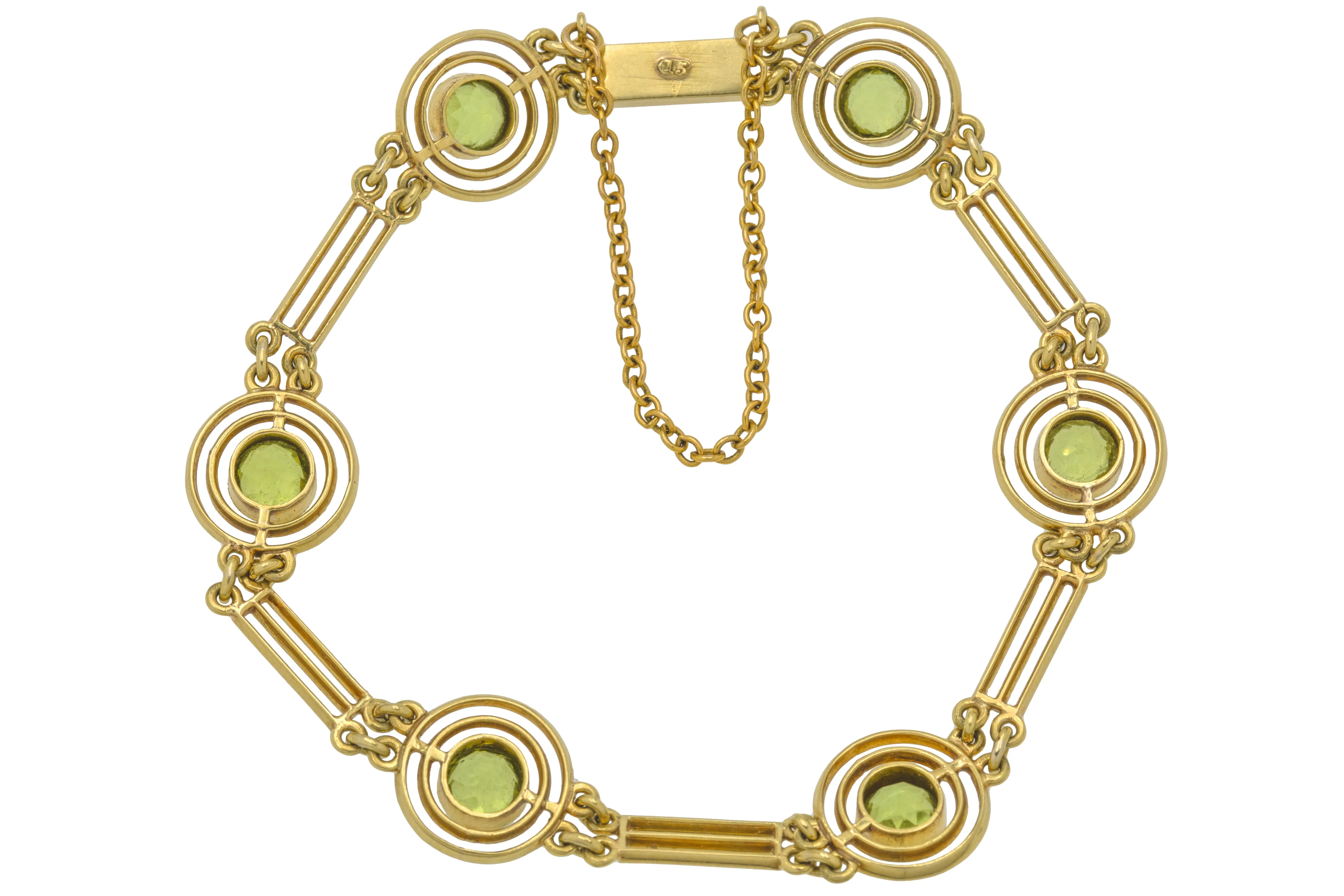 Antique 15ct Gold Peridot Bracelet, 3.60ct