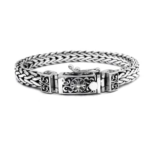 Antique Finish Braided Solid Bracelet (Silver)