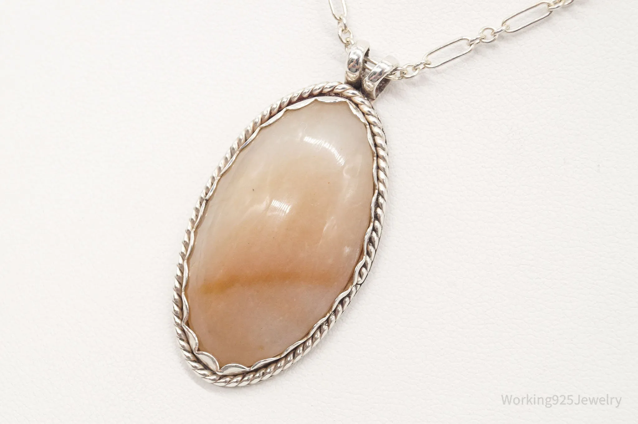 Antique Large Agate Sterling Silver Necklace