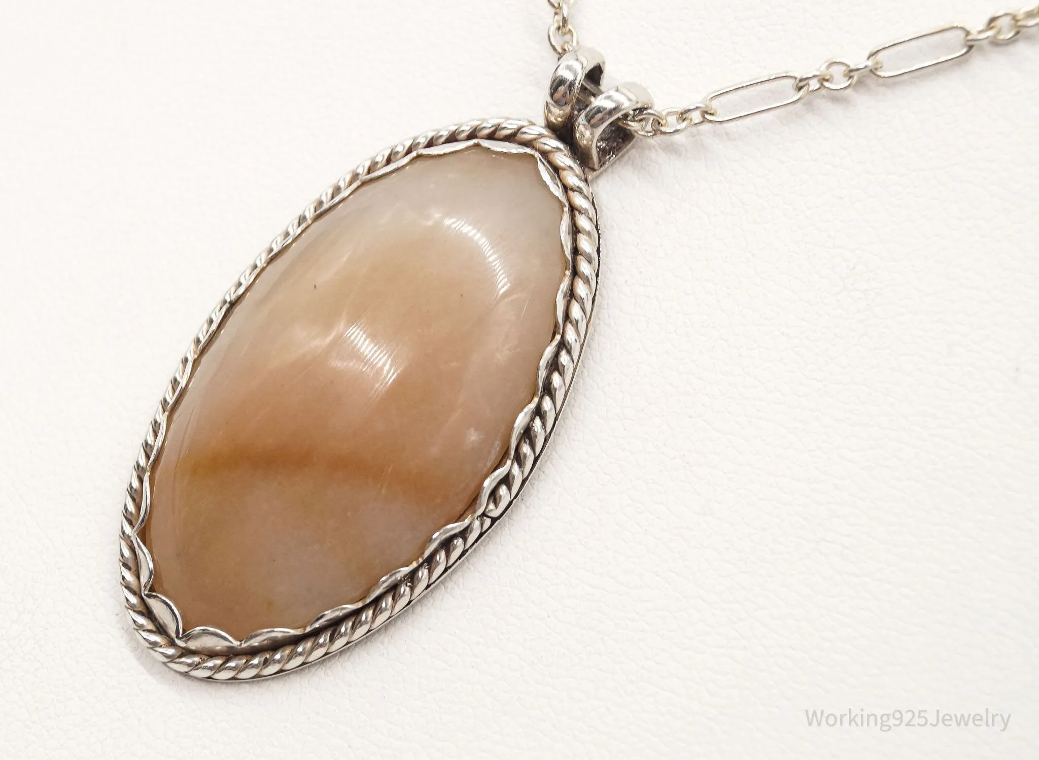 Antique Large Agate Sterling Silver Necklace