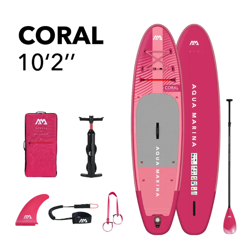 Aqua Marina 10’2” Coral 2023 Inflatable Paddle Board All-Around Advanced SUP Raspberry