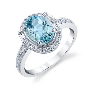 Aquamarine 14k White Gold Ring with Diamonds