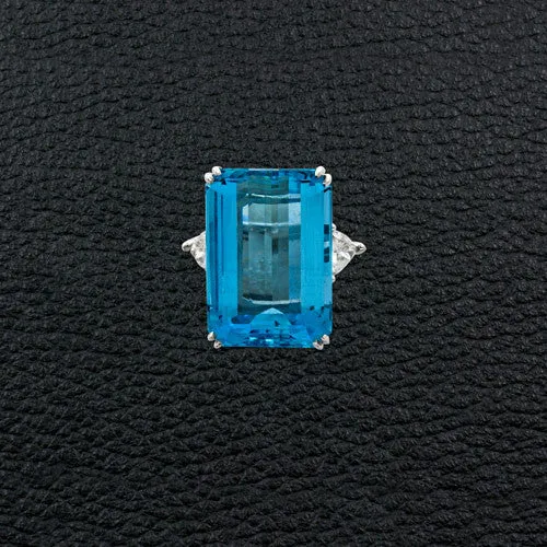 Aquamarine & Diamond Estate Ring