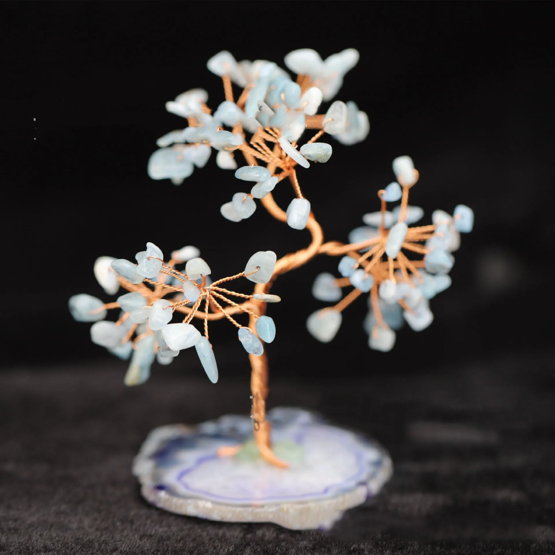 Aquamarine Crystal Fortune Tree Ornament