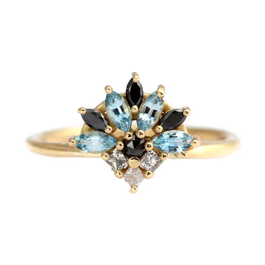 Aquamarine Engagement Ring - Aquamarine And Diamond Cluster Ring