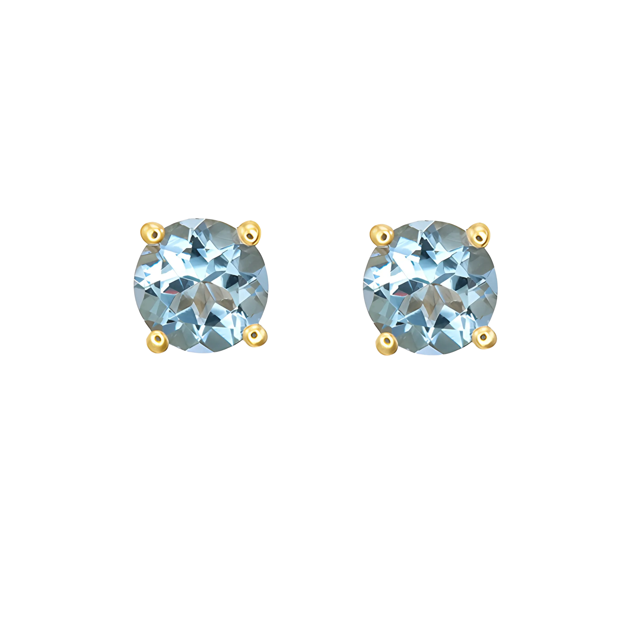 Aquamarine Stud Earrings in 18k Yellow Gold