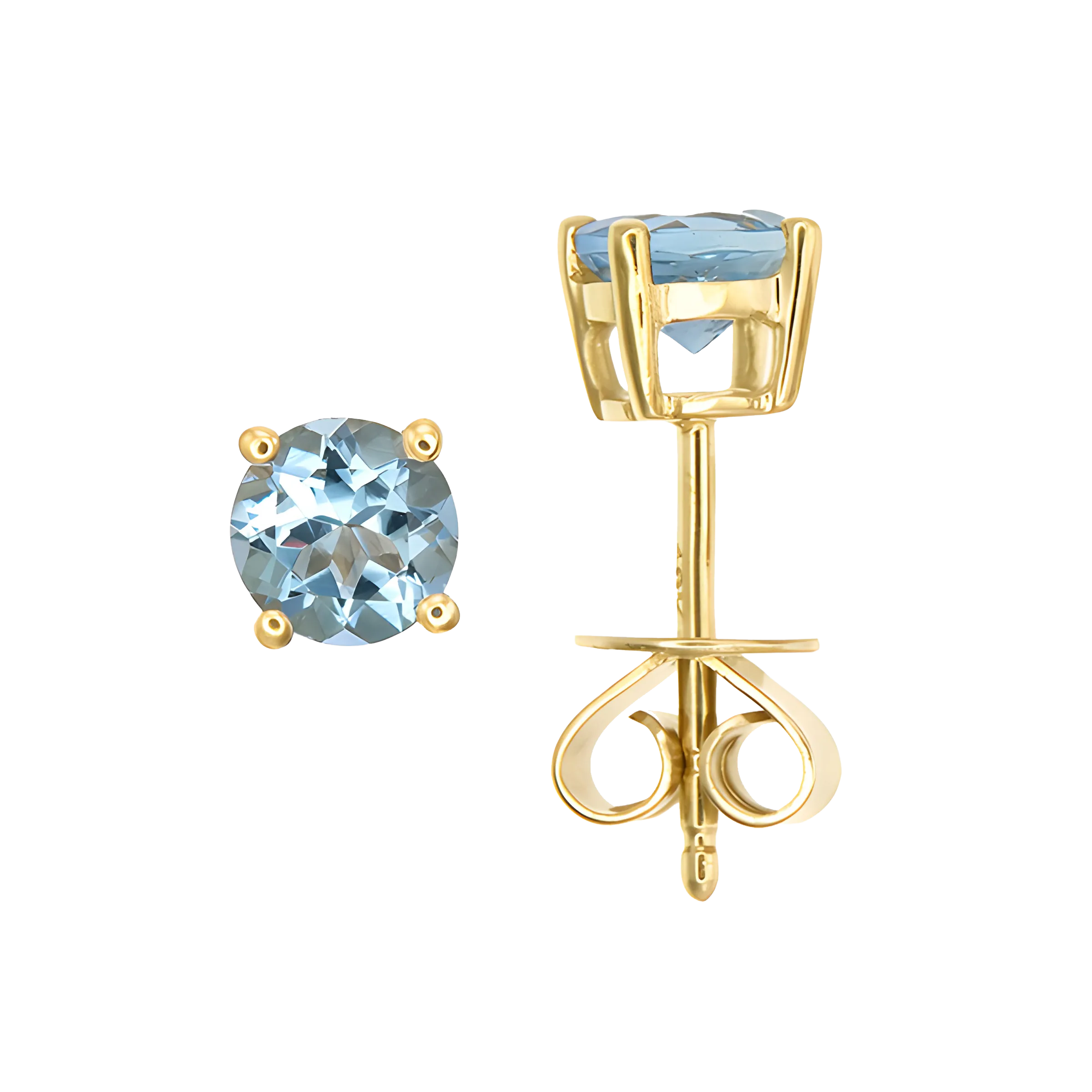 Aquamarine Stud Earrings in 18k Yellow Gold