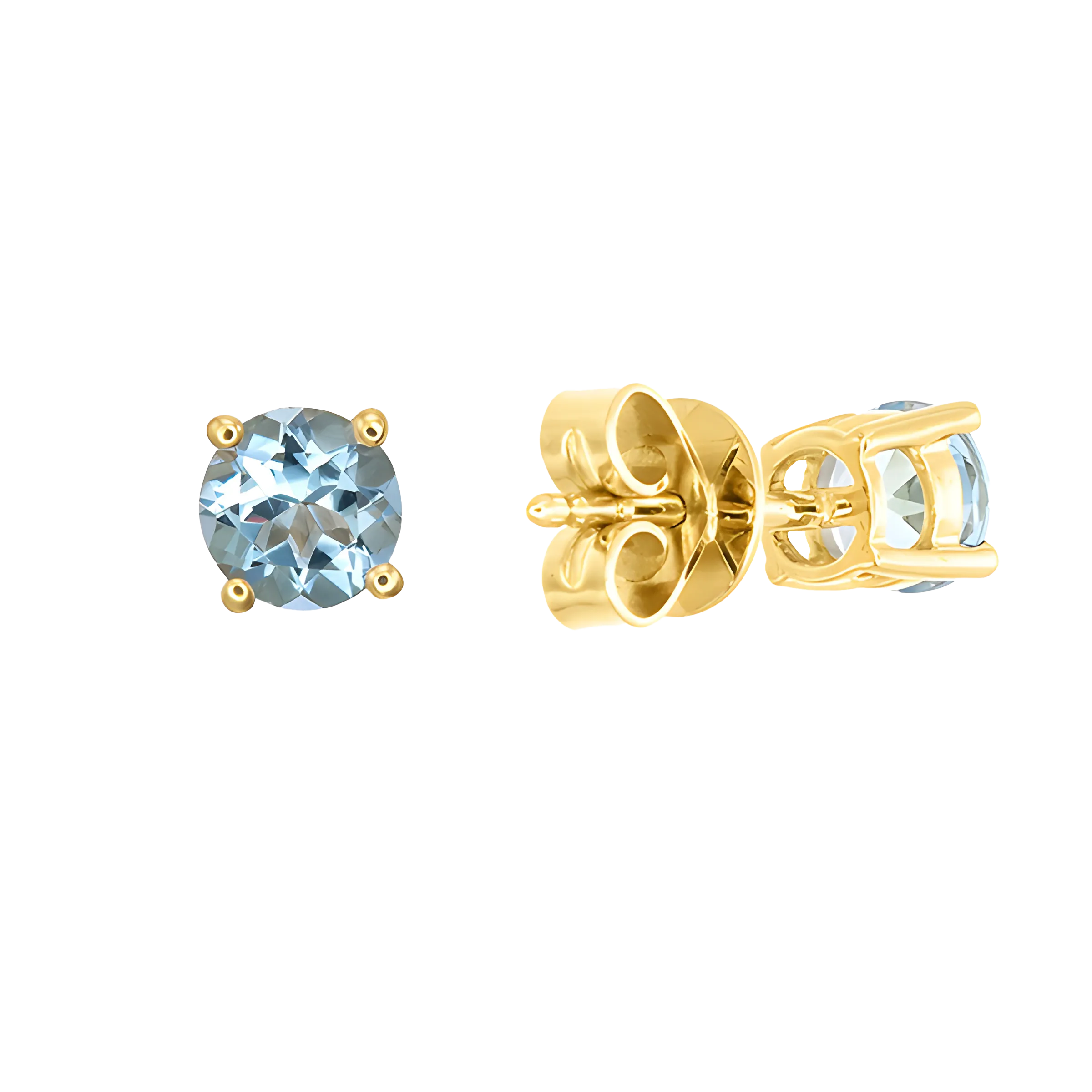 Aquamarine Stud Earrings in 18k Yellow Gold