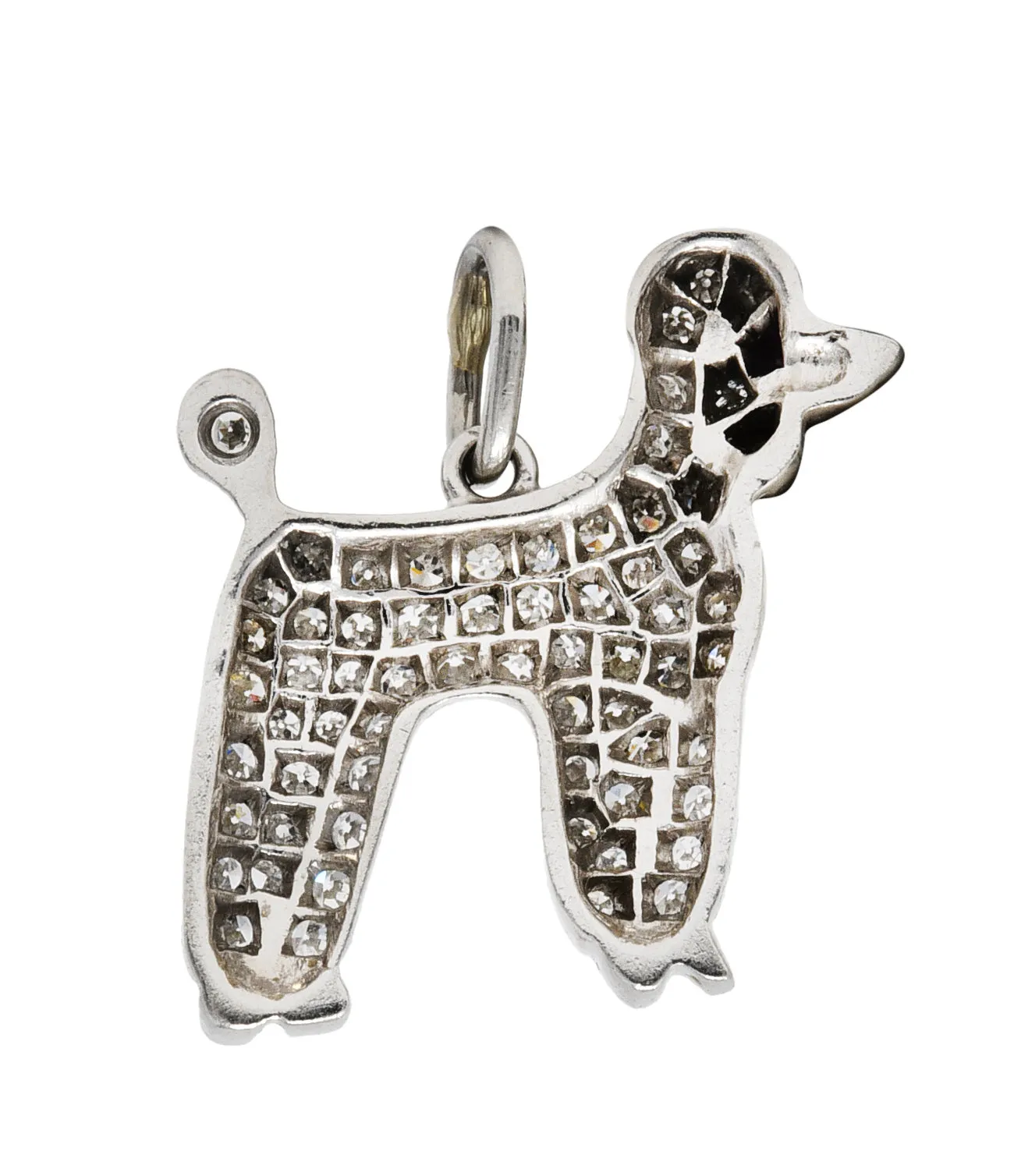 Art Deco 1.00 CTW Pave Diamond Platinum Poodle Charm