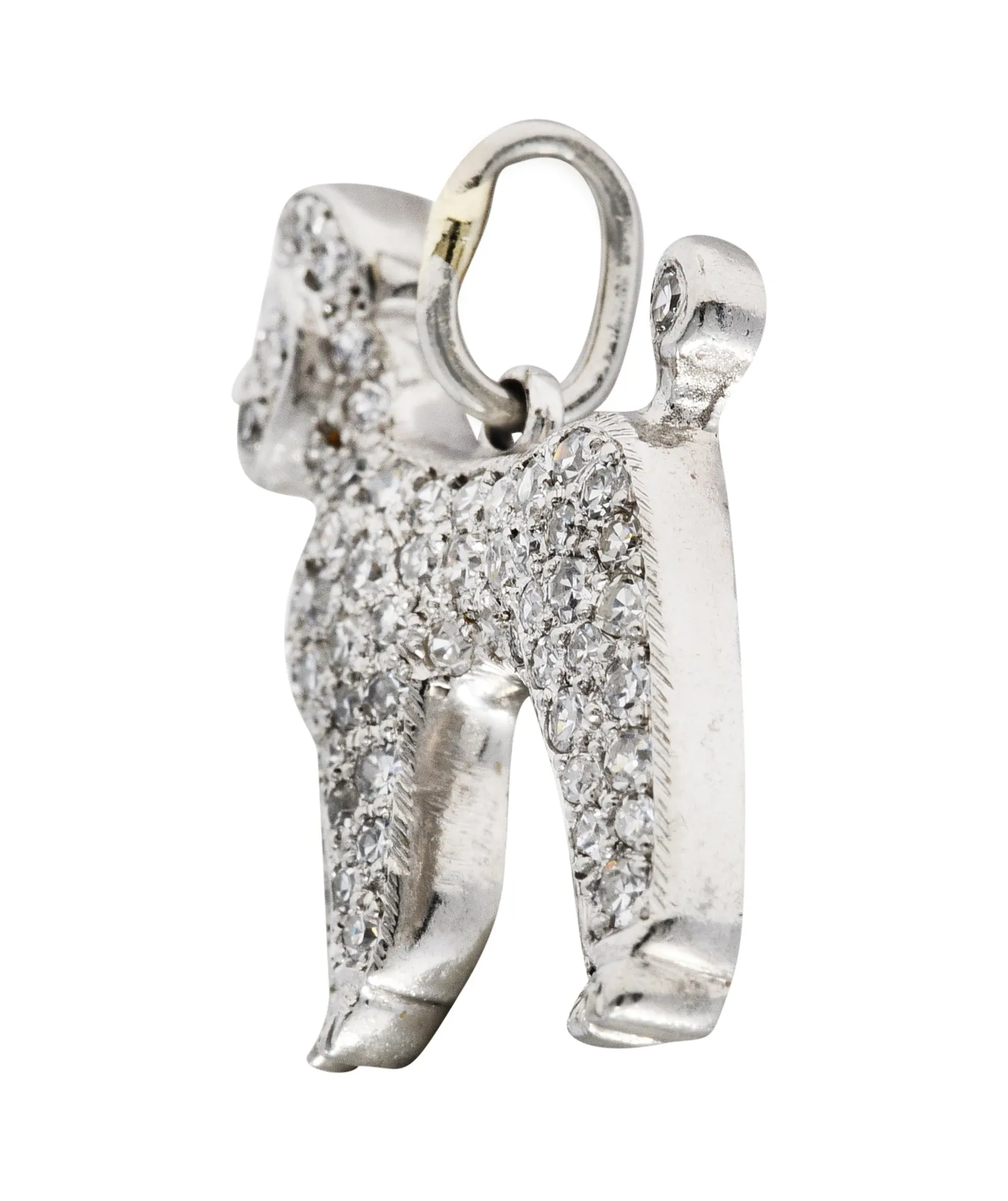 Art Deco 1.00 CTW Pave Diamond Platinum Poodle Charm