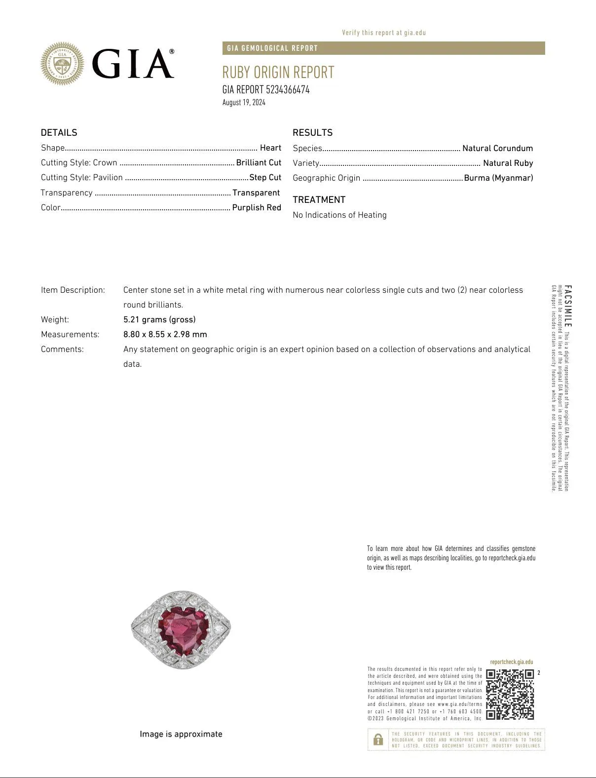 Art Deco French GIA 1.8 Carat Burma No Heat Ruby Diamond Platinum Ring